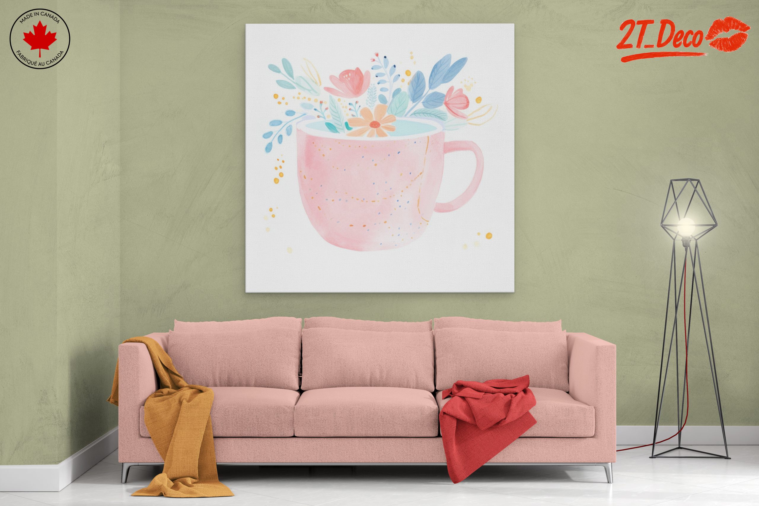 Stylized Botanical Art in Pink Cup - Image 2