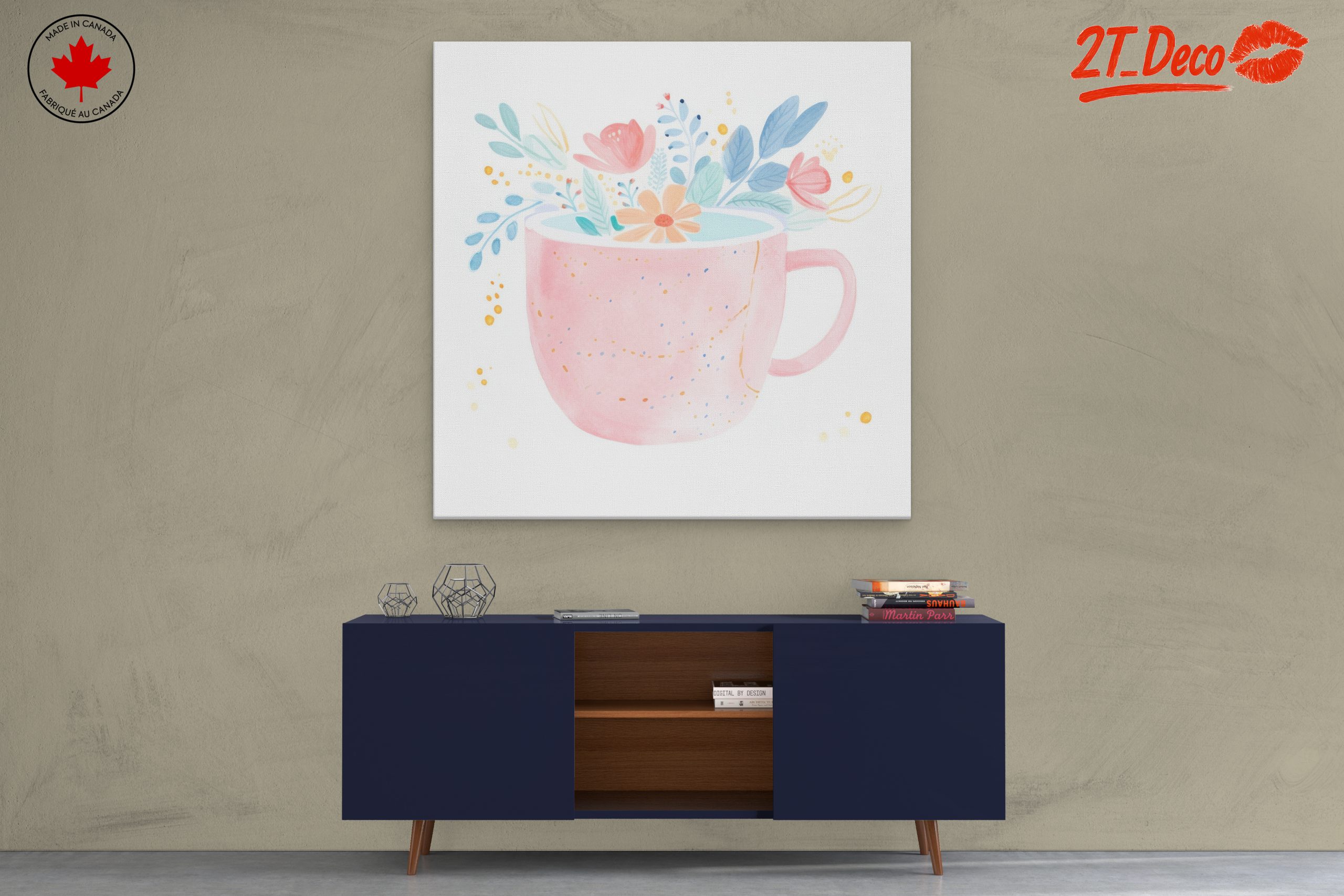 Stylized Botanical Art in Pink Cup - Image 3