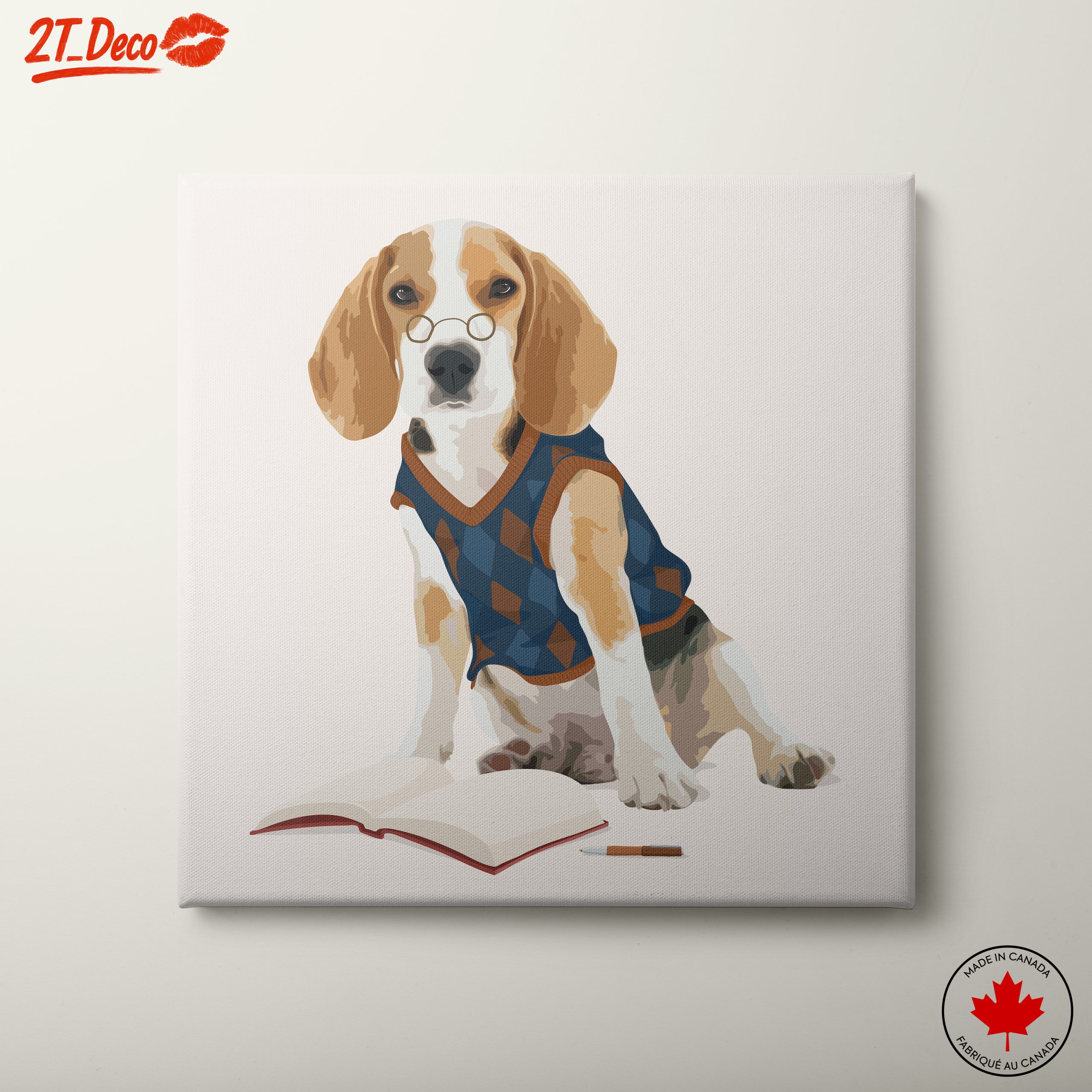Whimsical Beagle in Scholar Outfit