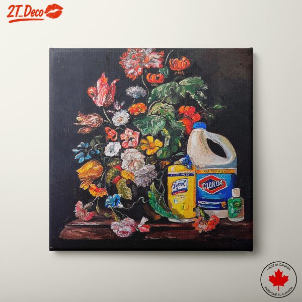 Vibrant Still Life with Flowers and Cleaners