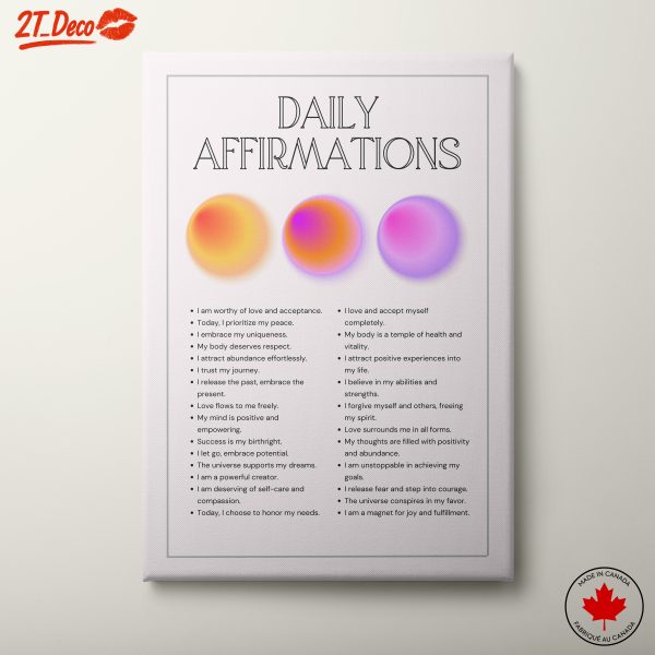 Daily Affirmations Wall Art for Positive Thinking