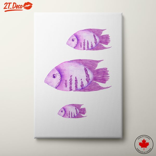 Watercolor Fish Art in Purple Tones