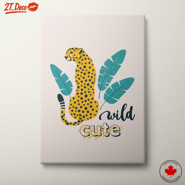 Cute Leopard Illustration with Tropical Leaves