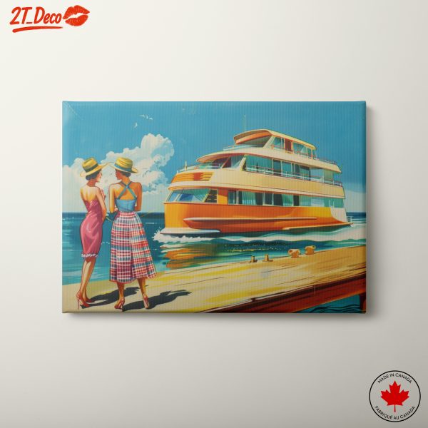 Nostalgic Scene with Two Women by a Boat