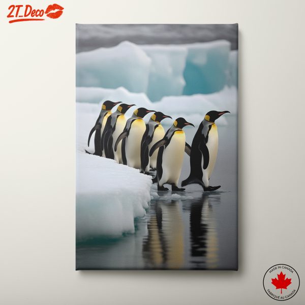 Elegant Penguins Walking on Ice