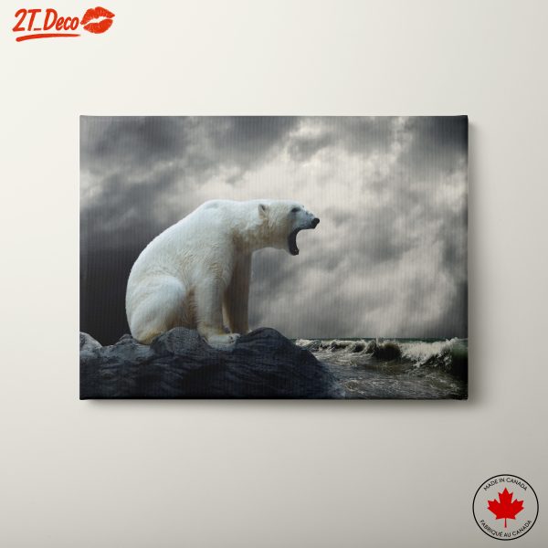 Majestic Polar Bear Roaring by Ocean