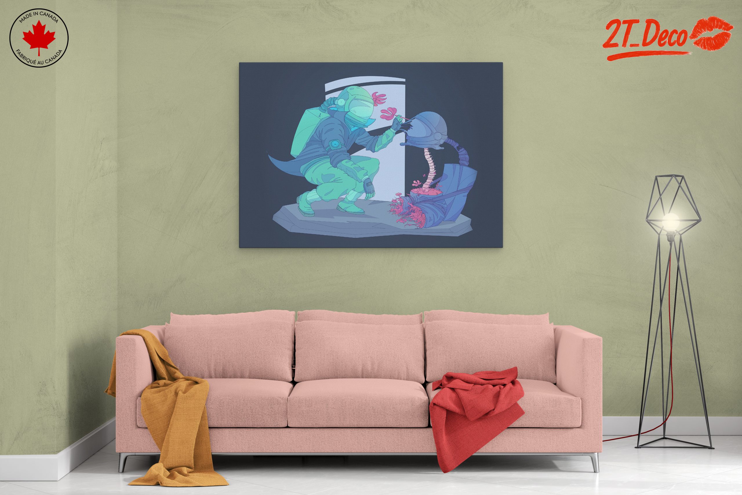 Futuristic Botanical Artwork with Astronaut - Image 2