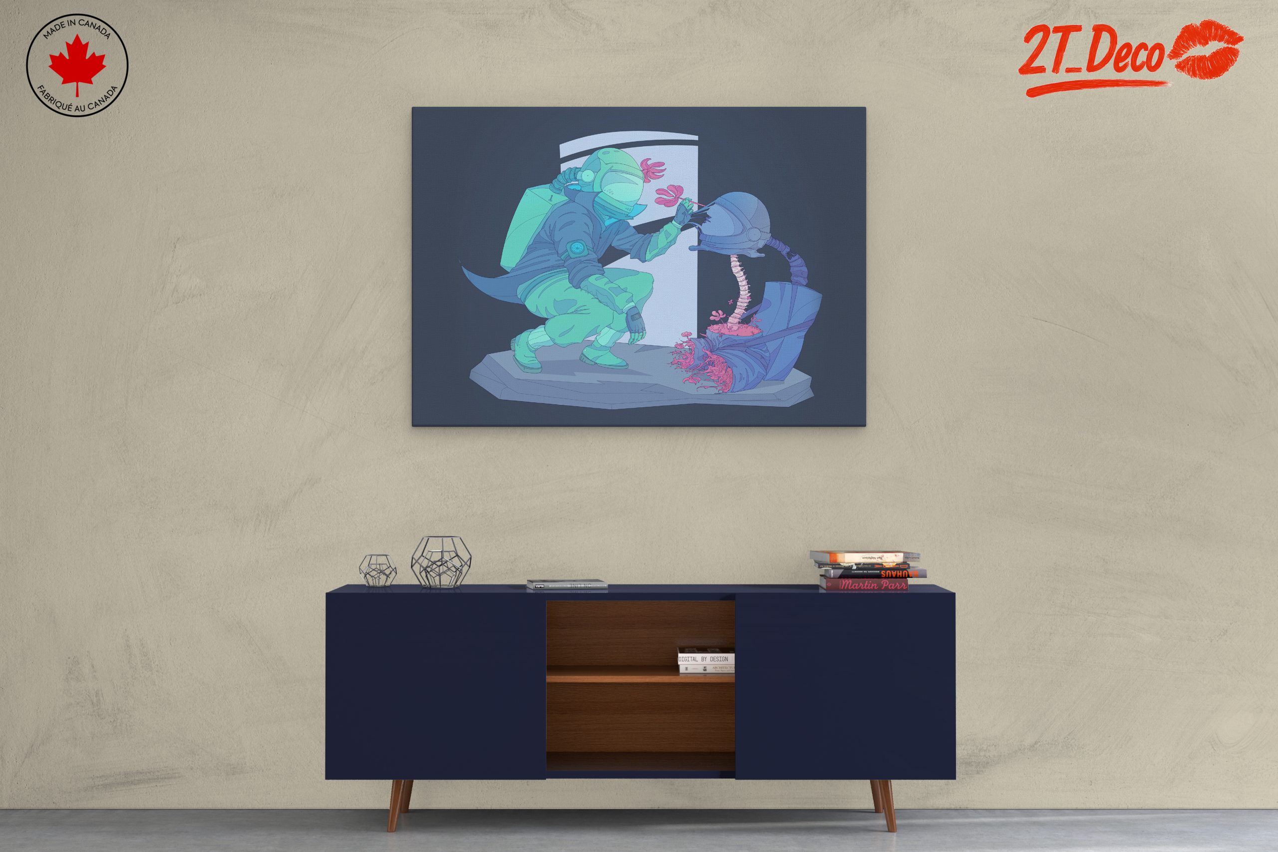 Futuristic Botanical Artwork with Astronaut - Image 3