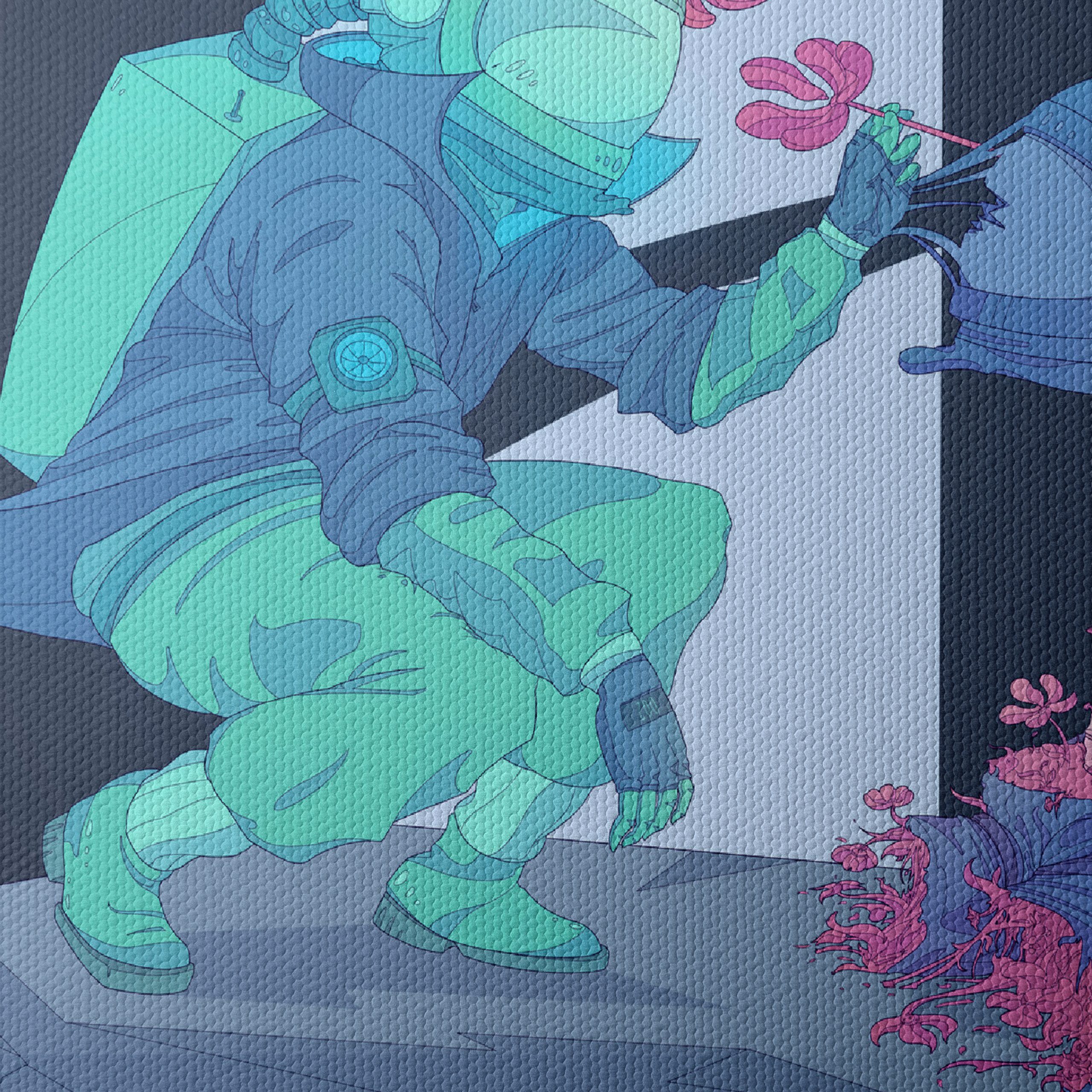 Futuristic Botanical Artwork with Astronaut - Image 4