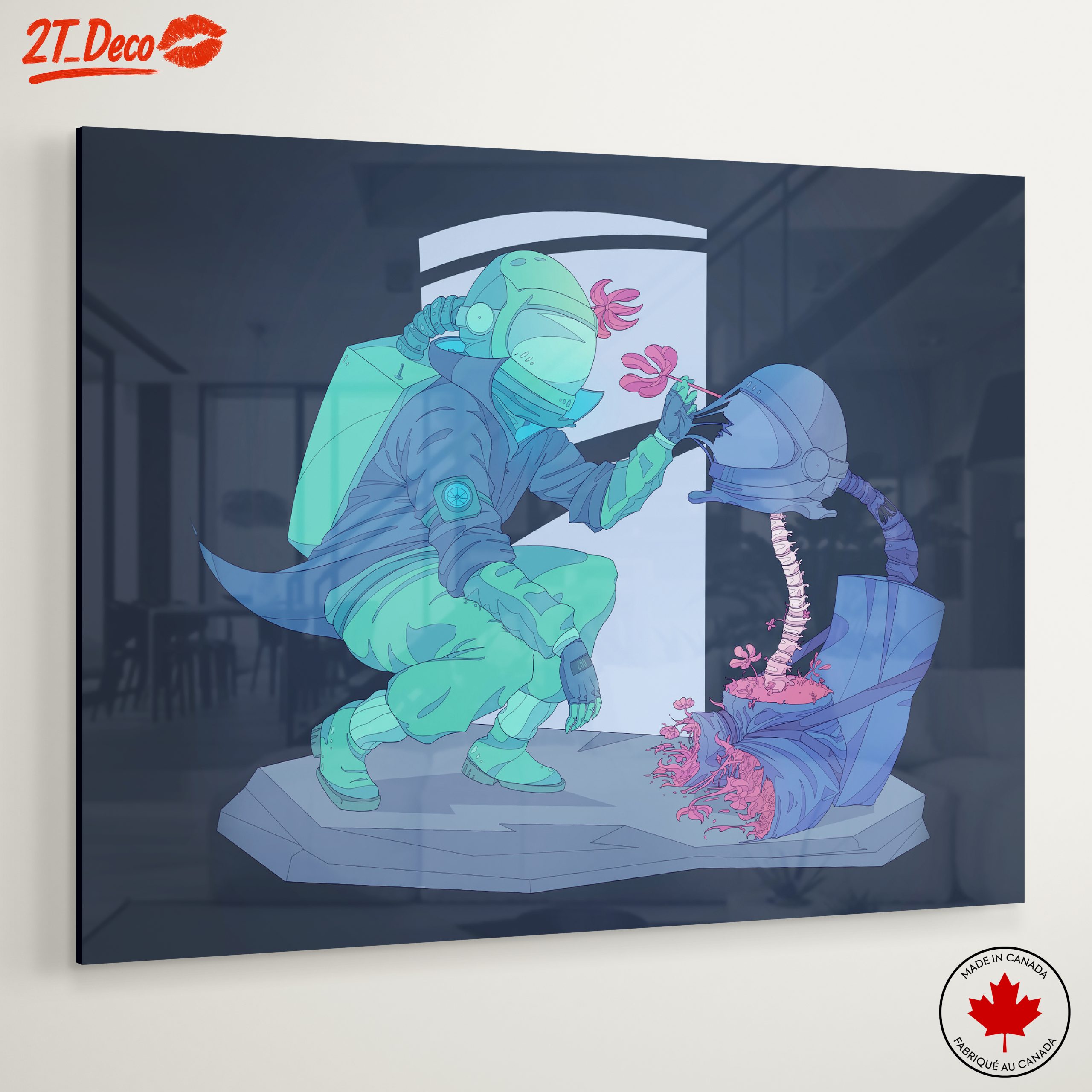 Futuristic Botanical Artwork with Astronaut - Image 6