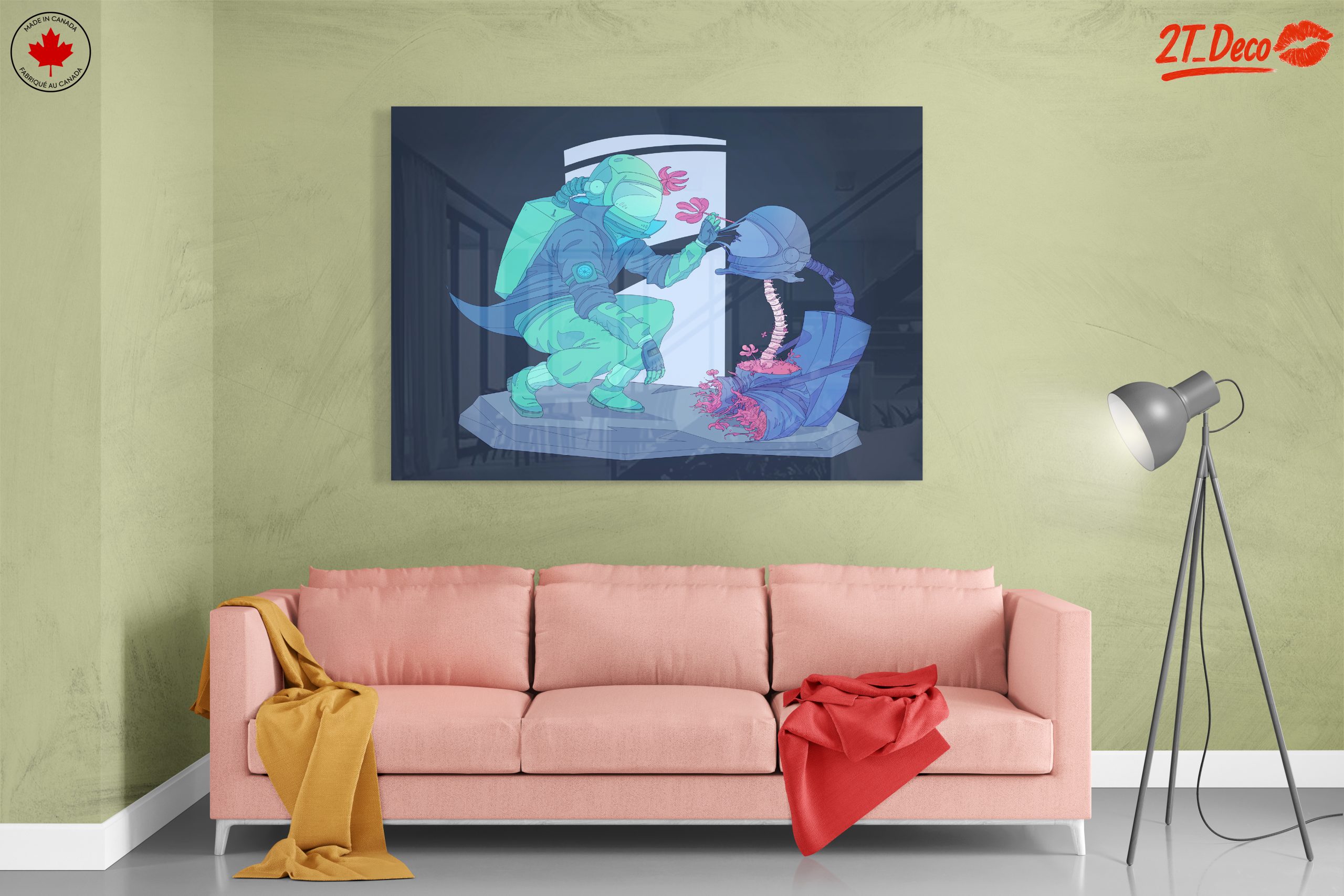 Futuristic Botanical Artwork with Astronaut - Image 7