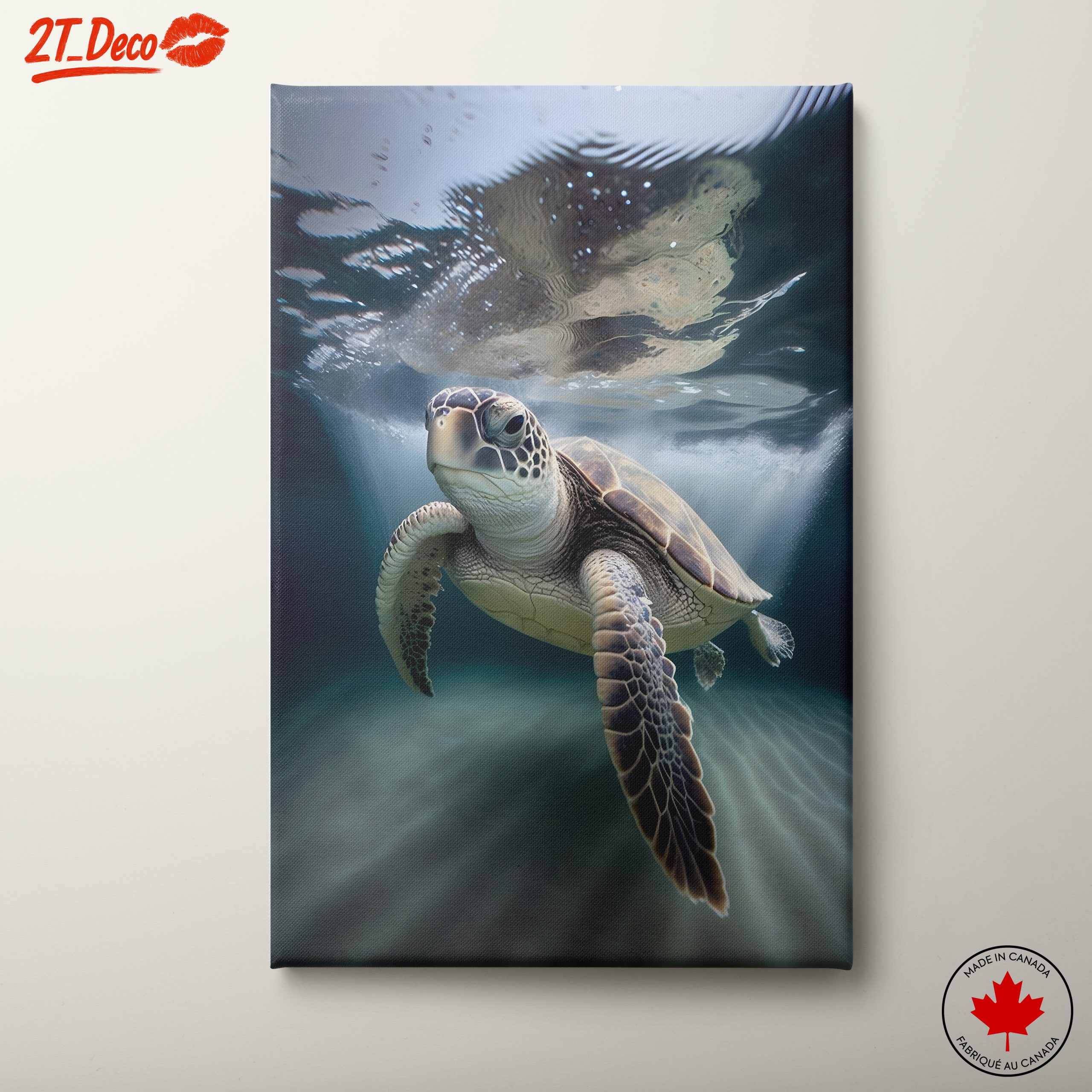 Turtle Swimming Underwater Art