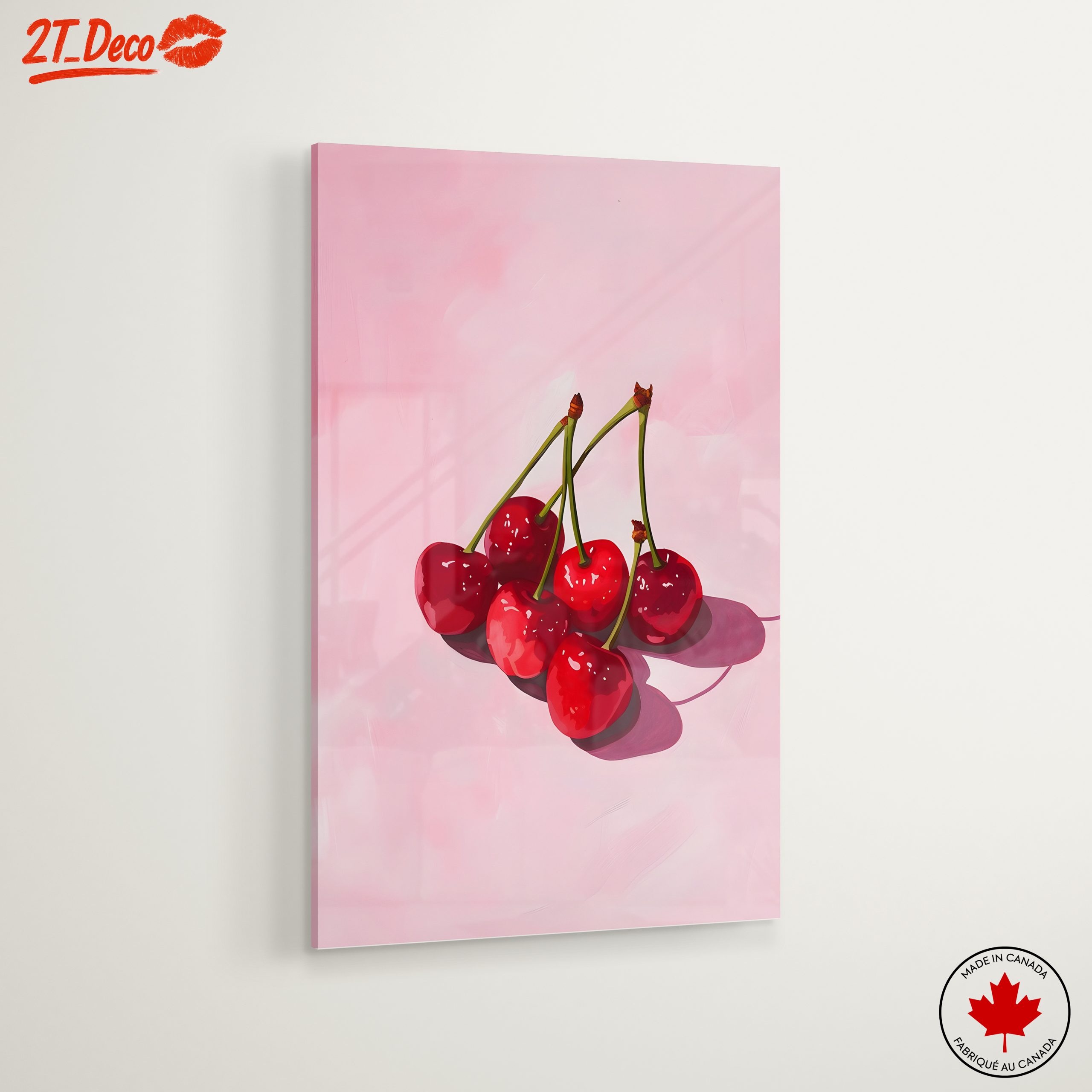 Cherries on Pink Abstract Background - Image 6