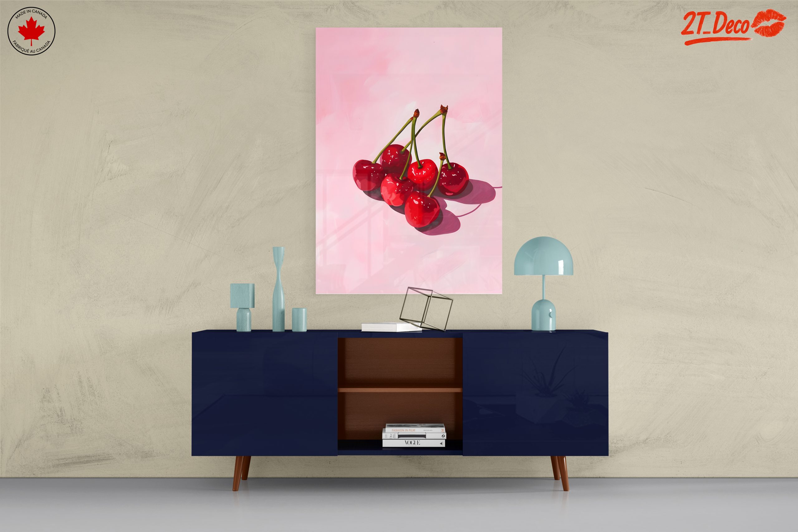 Cherries on Pink Abstract Background - Image 8