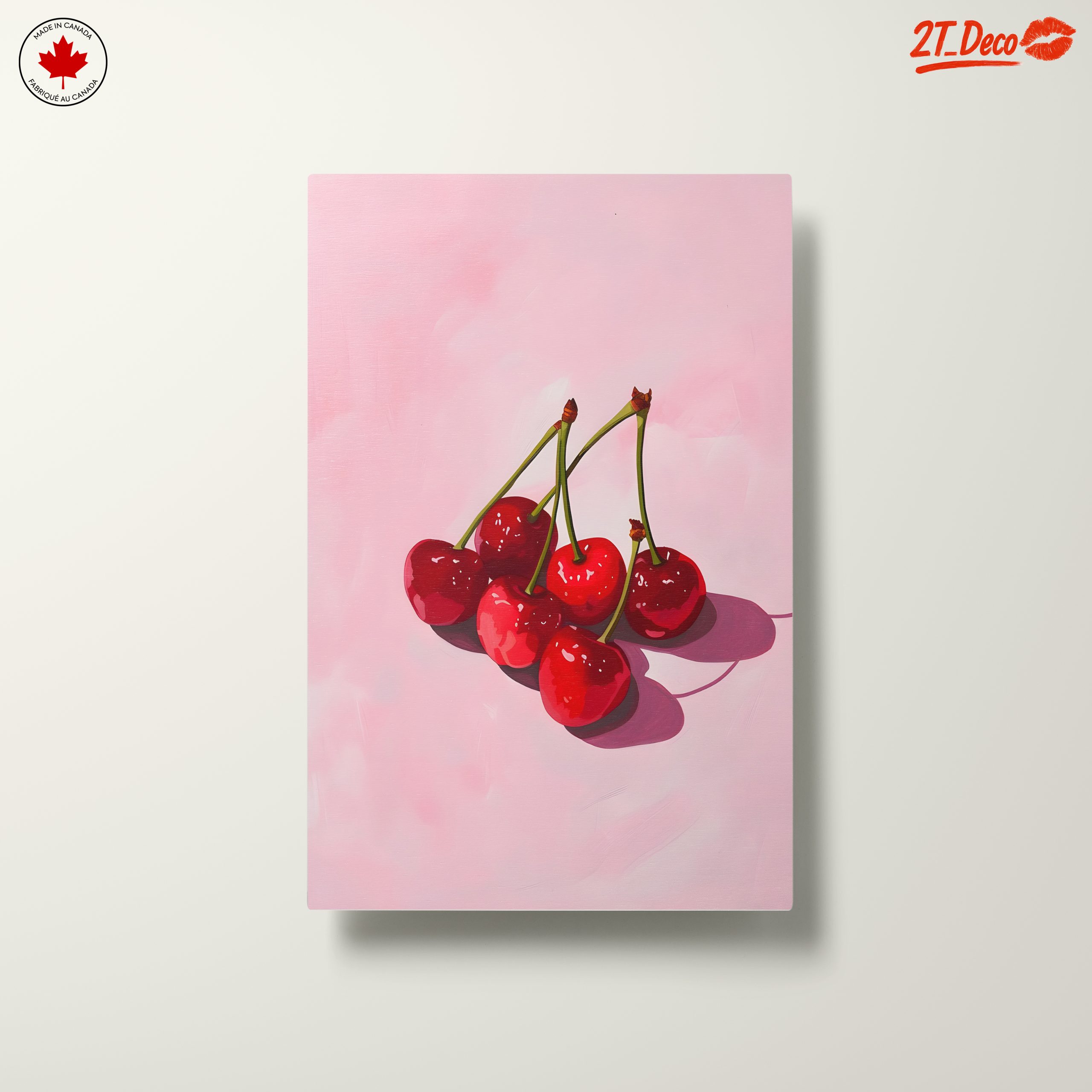 Cherries on Pink Abstract Background - Image 10