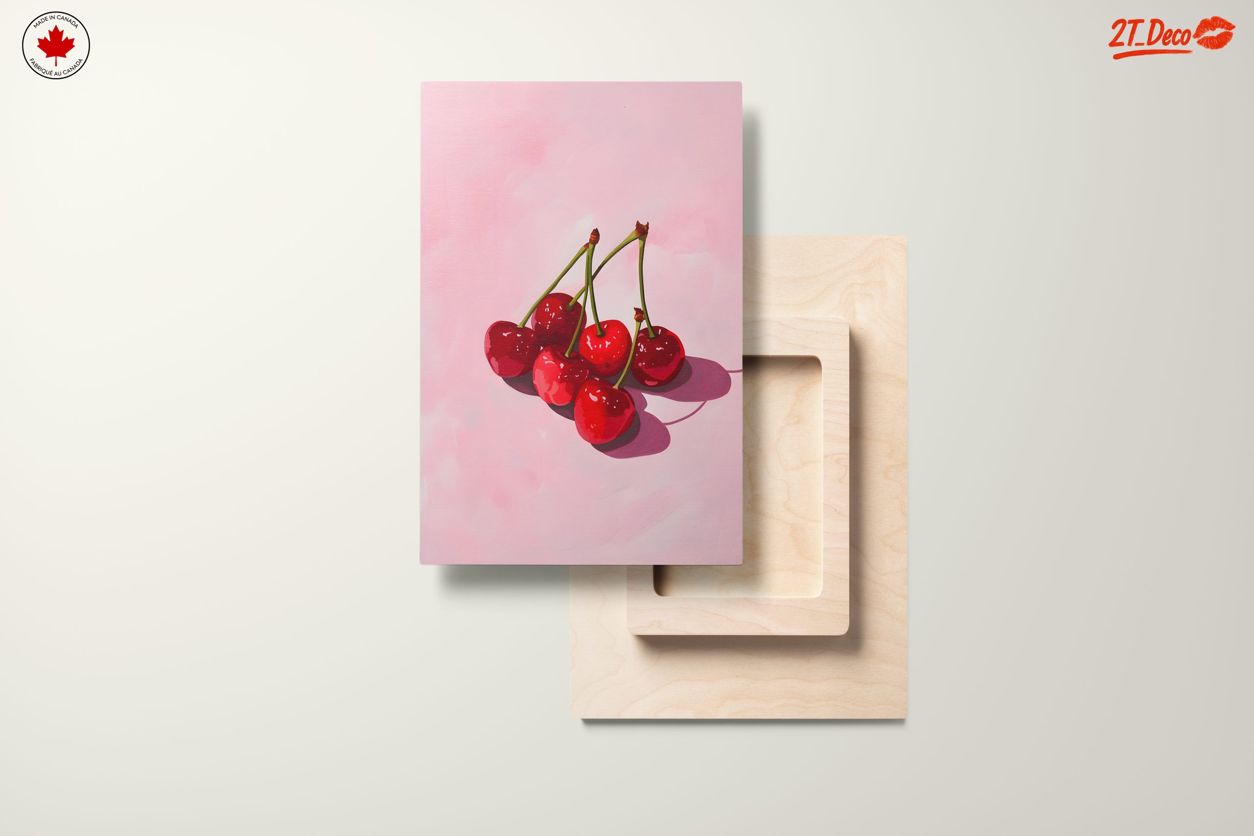 Cherries on Pink Abstract Background - Image 11