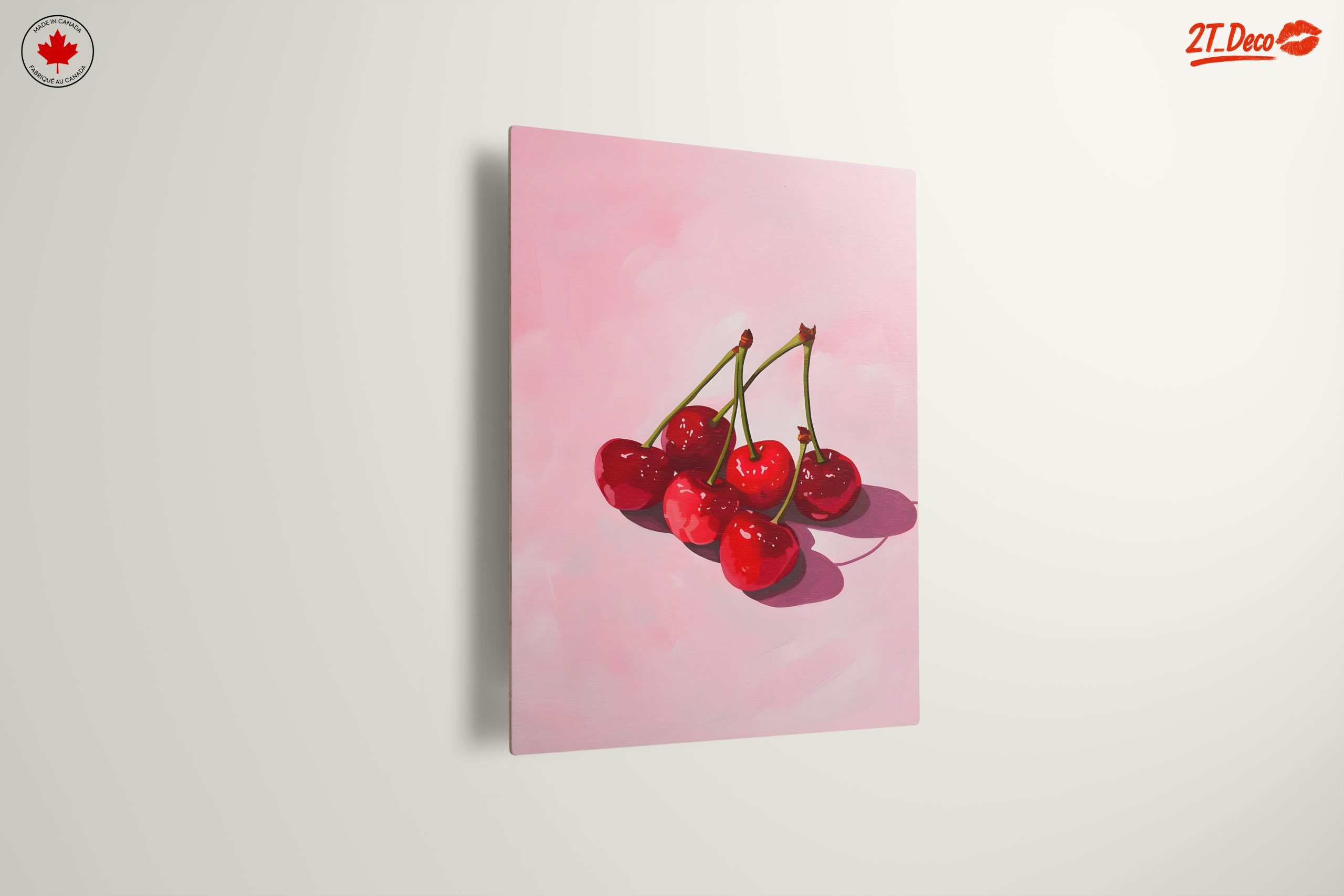 Cherries on Pink Abstract Background - Image 13