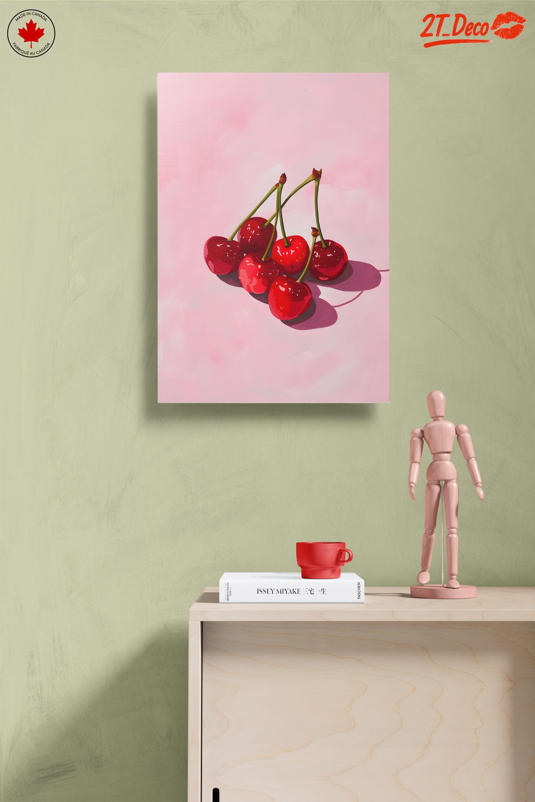 Cherries on Pink Abstract Background - Image 14