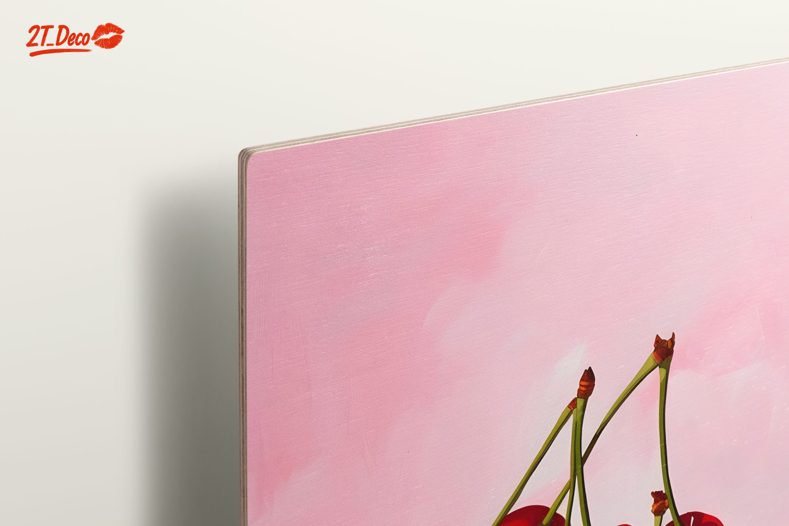 Cherries on Pink Abstract Background - Image 15