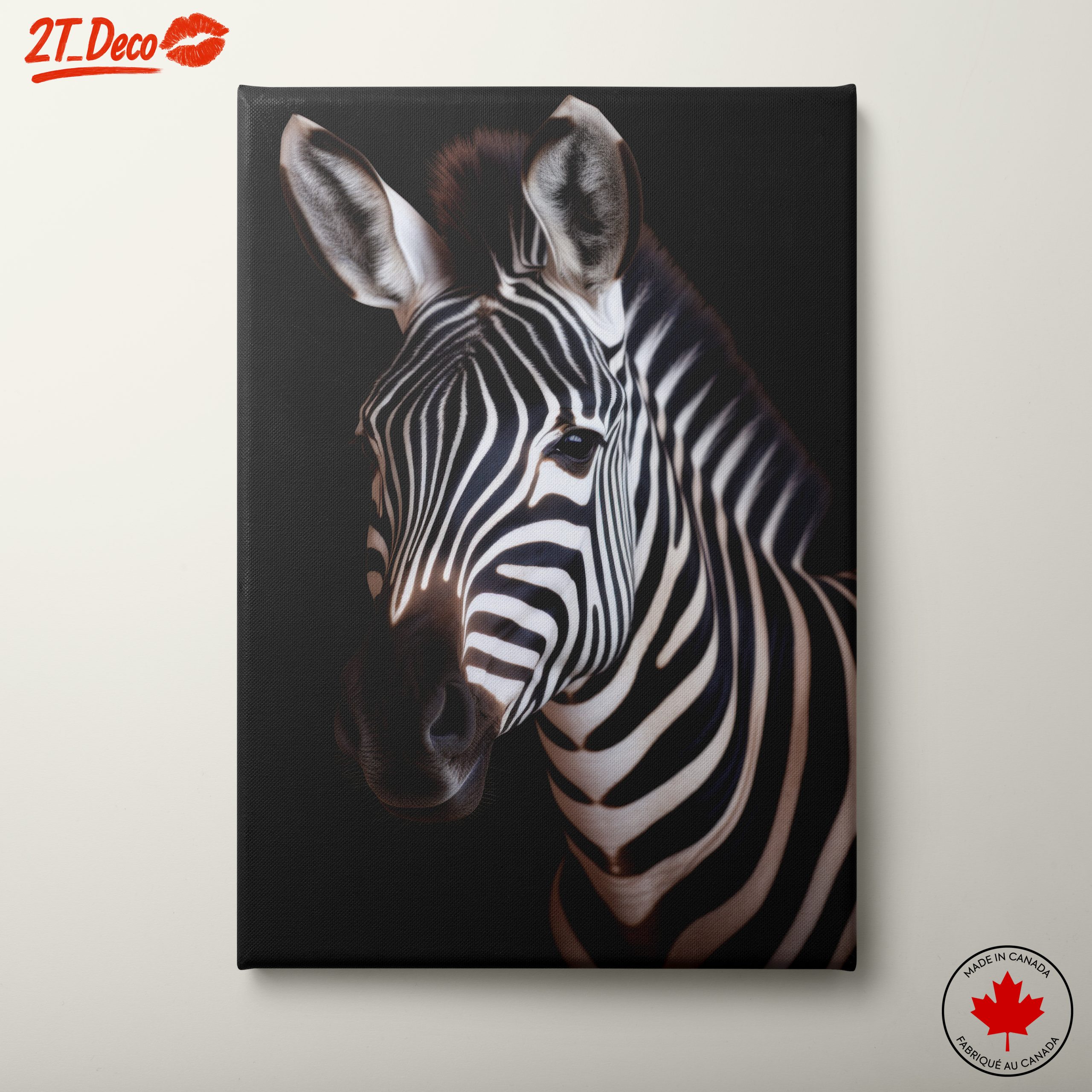 Majestic Zebra Portrait Against Black Background