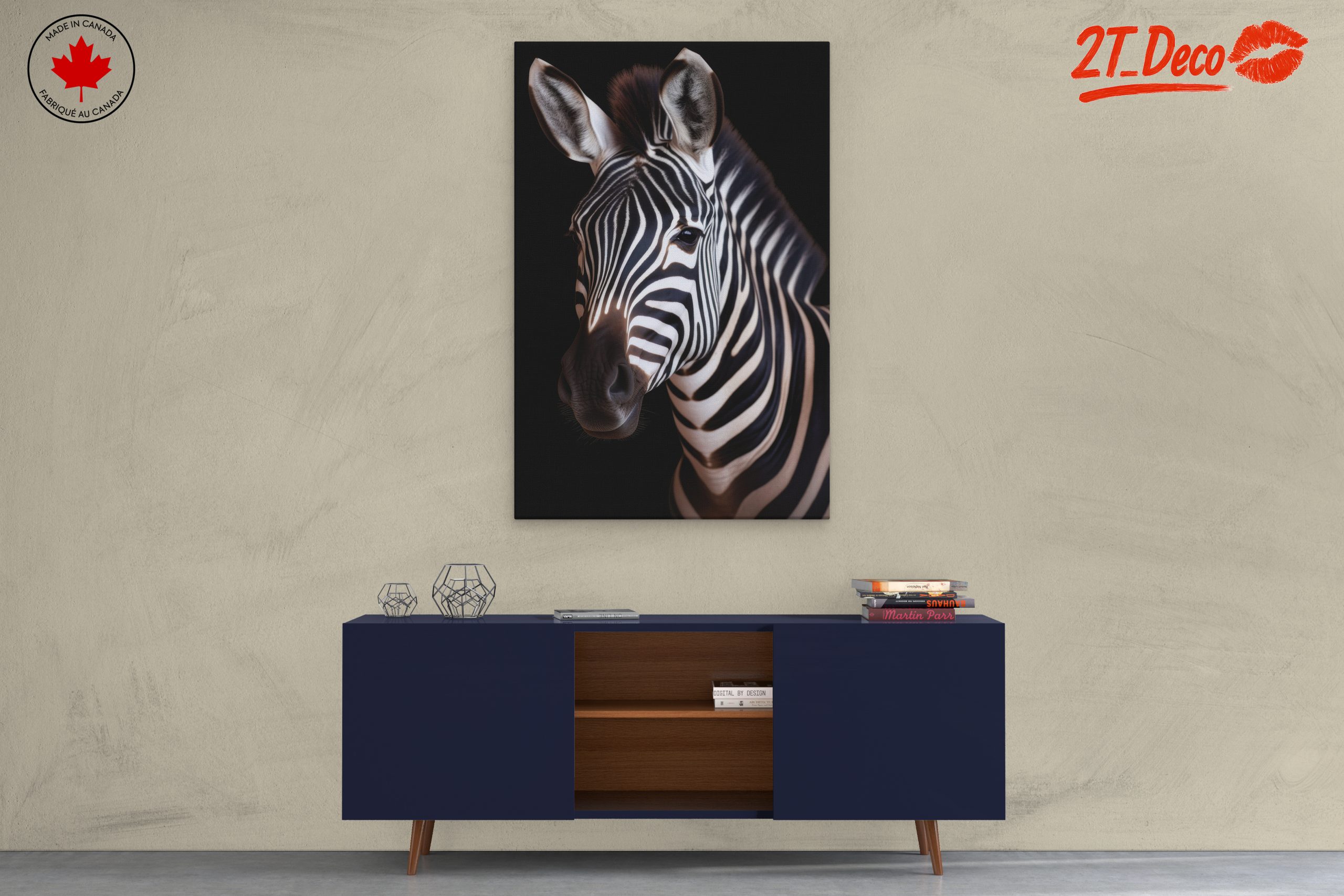 Majestic Zebra Portrait Against Black Background - Image 3