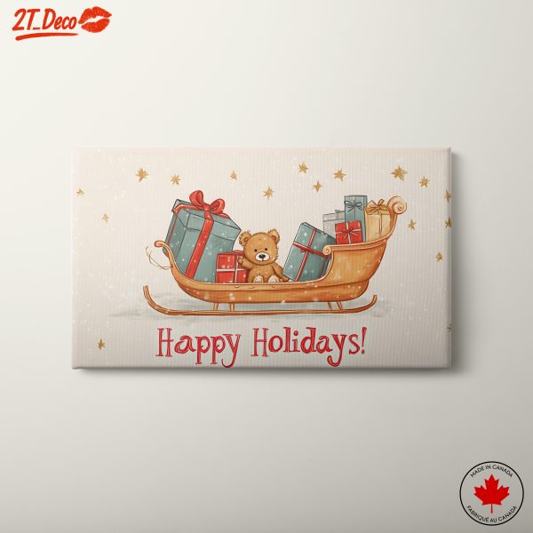 Happy Holidays with a Bear and Gifts
