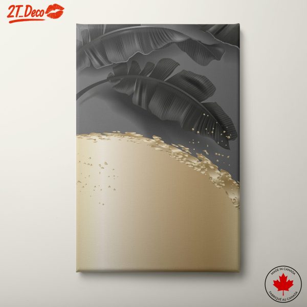 Stylish Botanical Abstract Art with Gold Accents