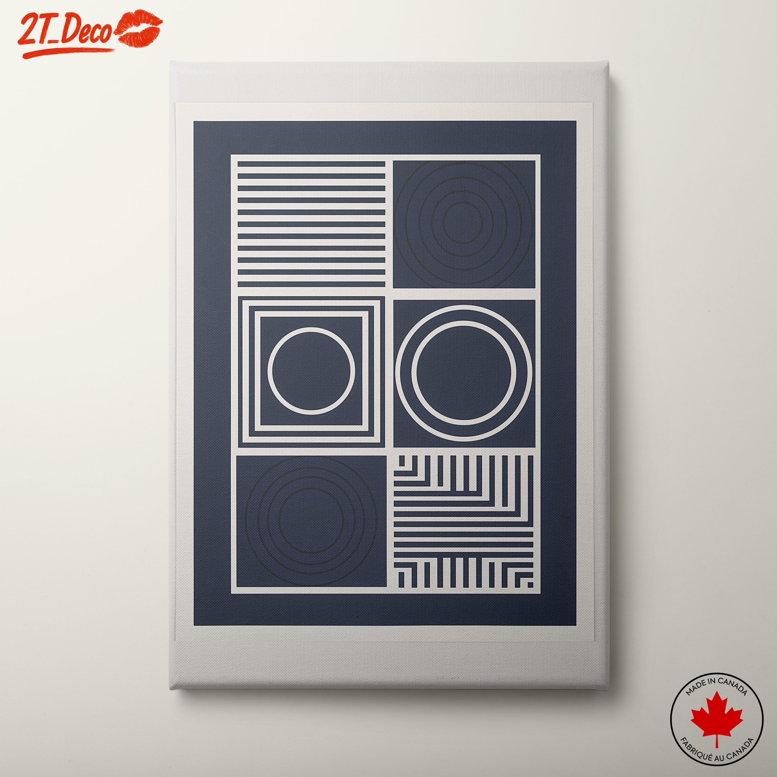 Contemporary Geometric Line Art in Navy