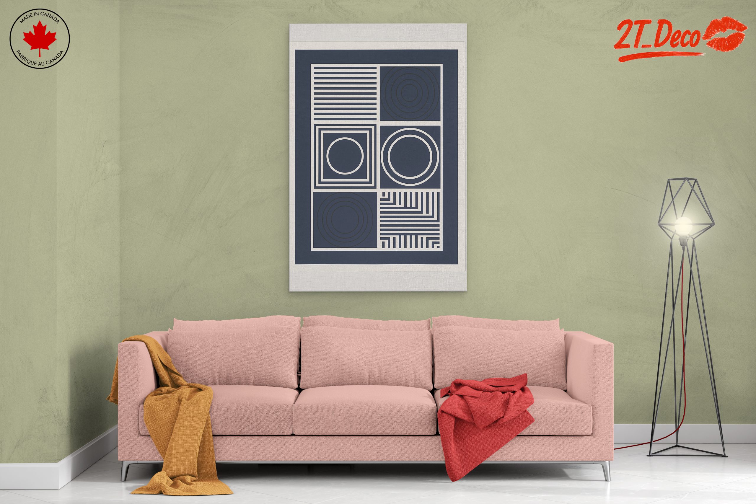 Contemporary Geometric Line Art in Navy - Image 2