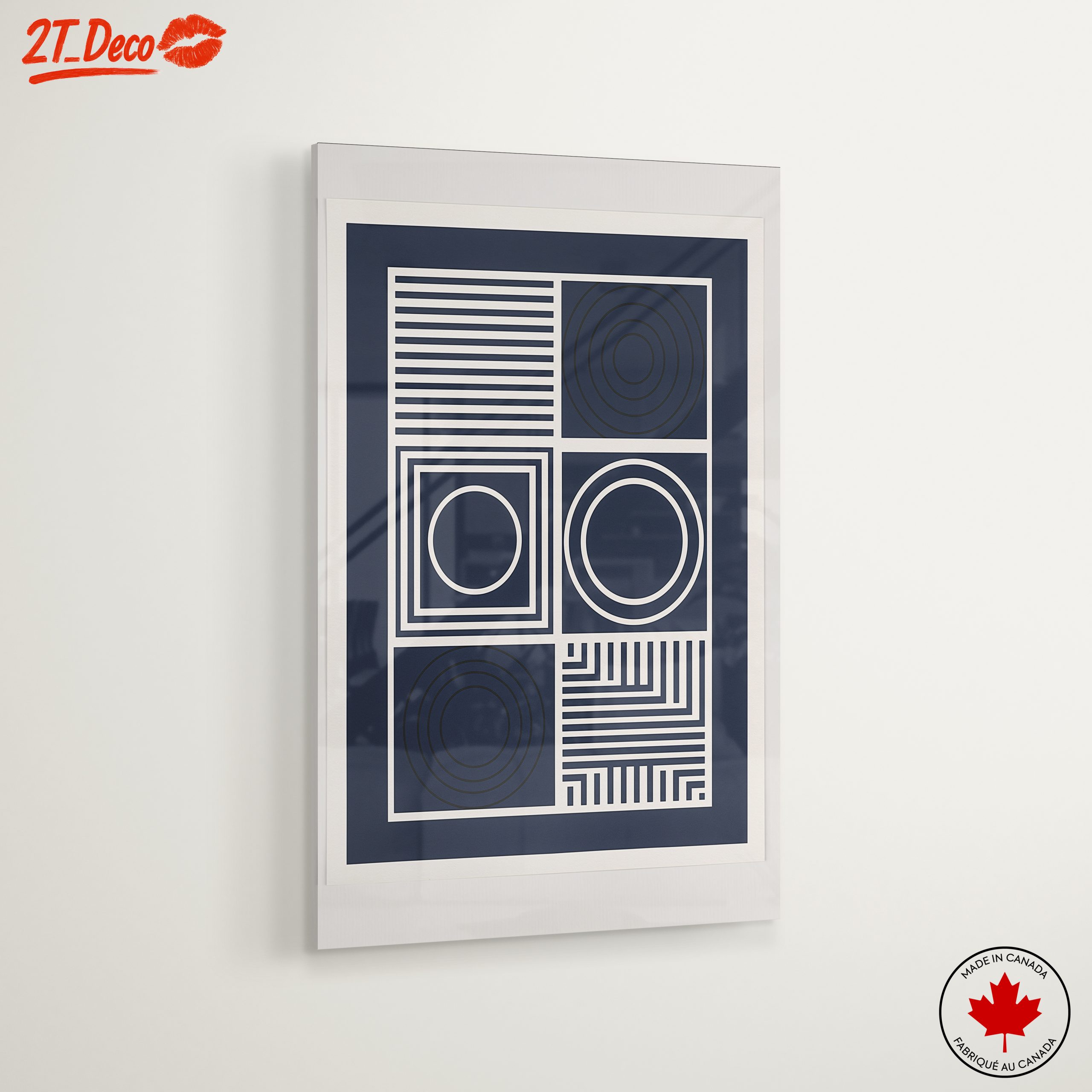 Contemporary Geometric Line Art in Navy - Image 6
