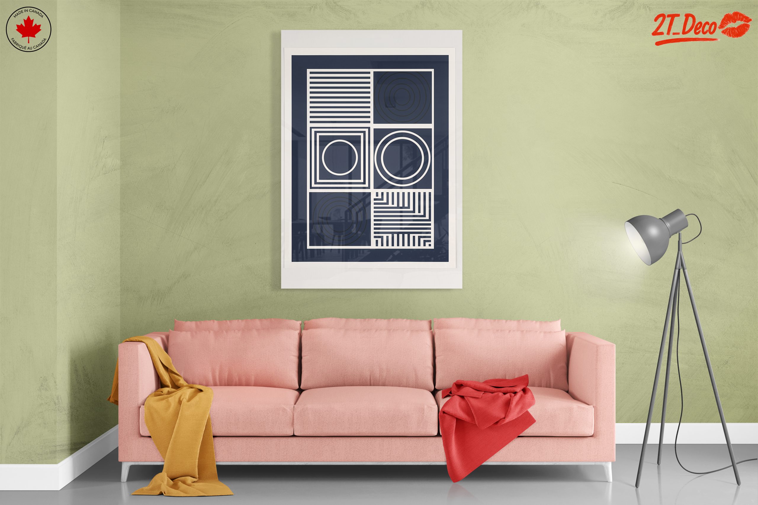 Contemporary Geometric Line Art in Navy - Image 7