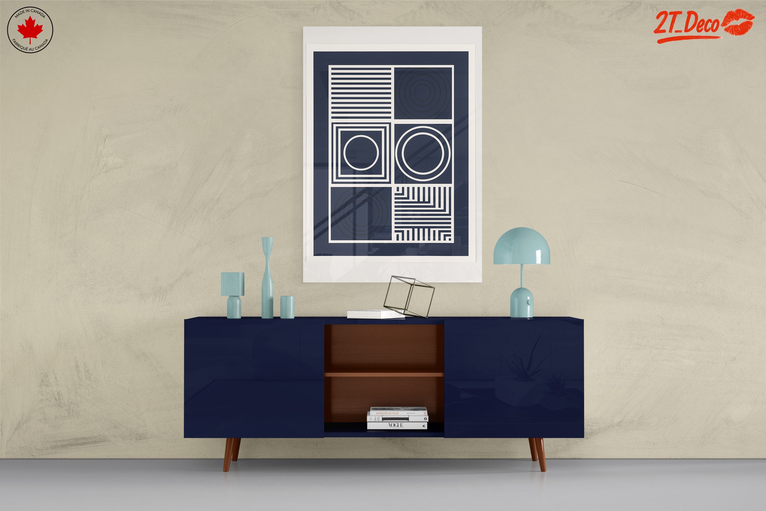 Contemporary Geometric Line Art in Navy - Image 8