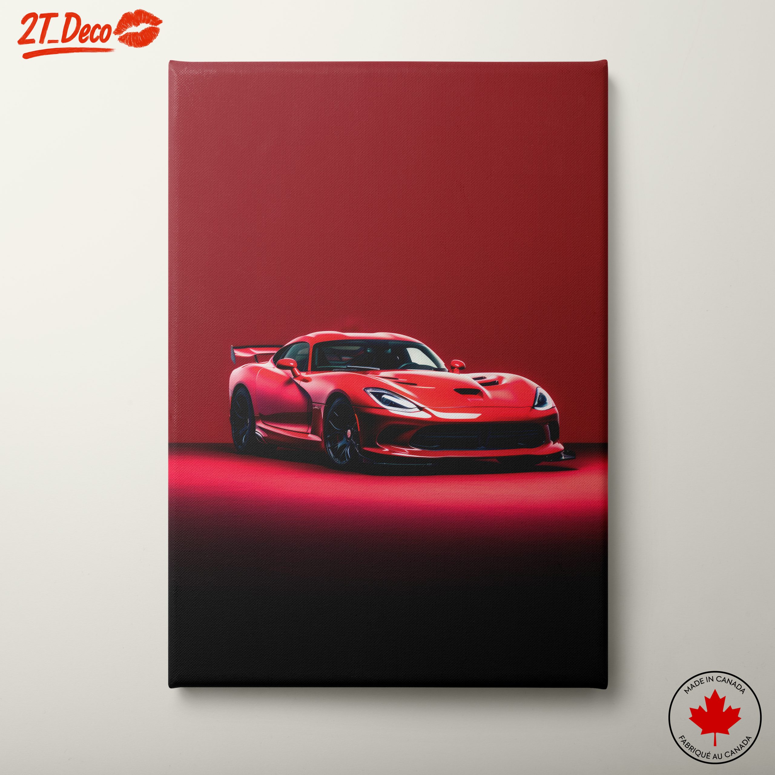 Vibrant Red Classic Sports Car Art
