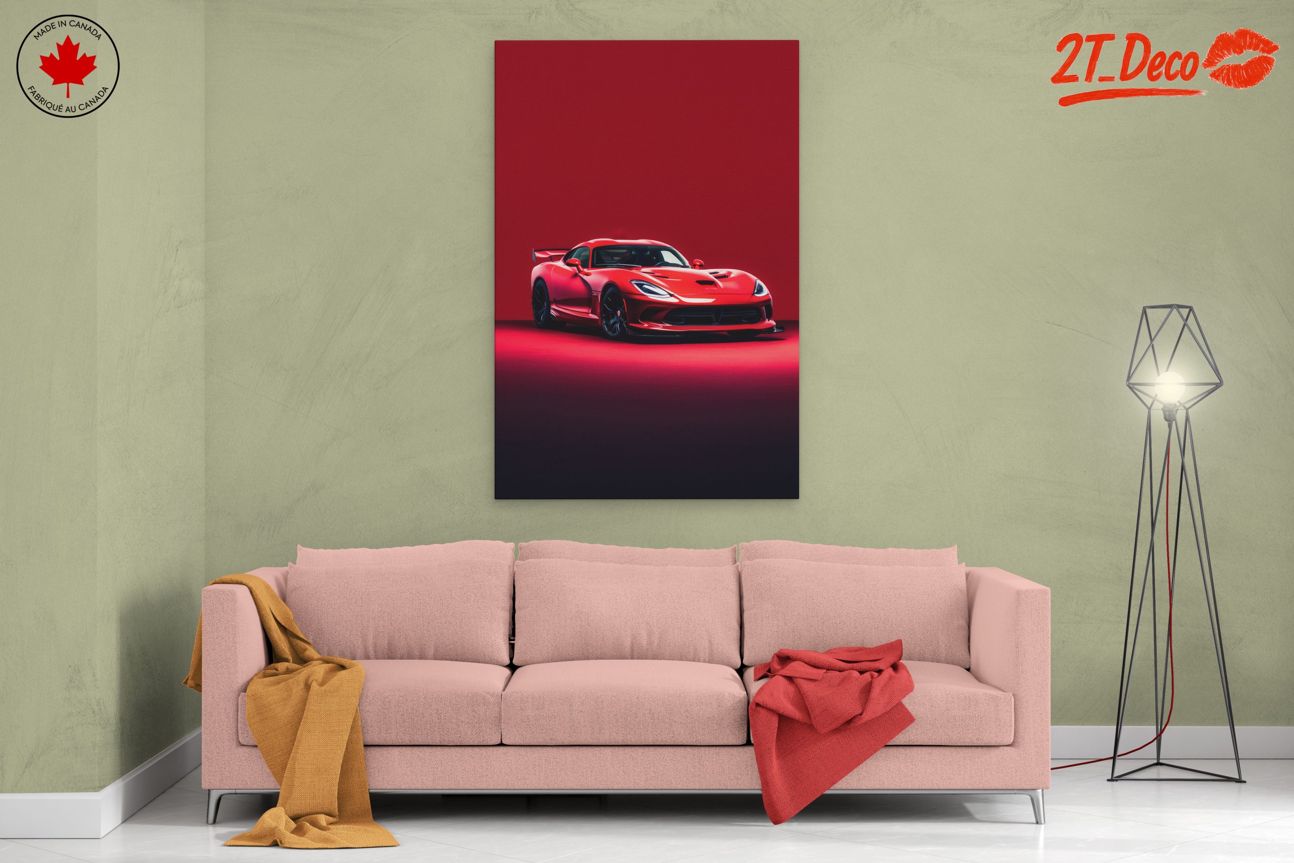 Vibrant Red Classic Sports Car Art - Image 2