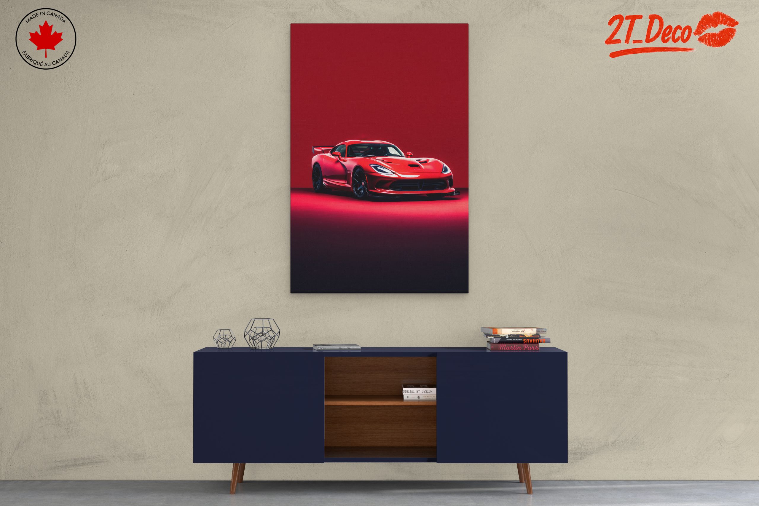 Vibrant Red Classic Sports Car Art - Image 3