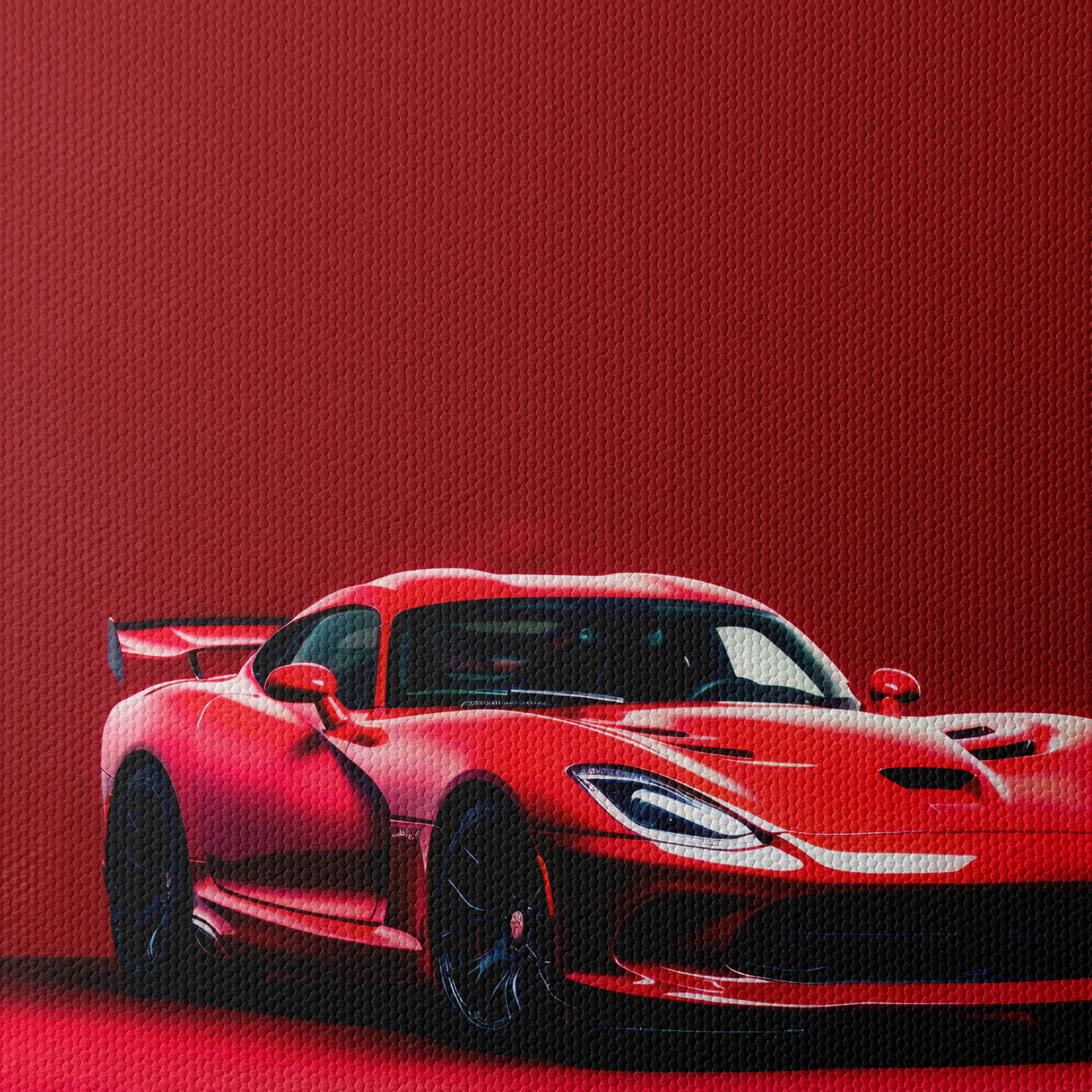 Vibrant Red Classic Sports Car Art - Image 4