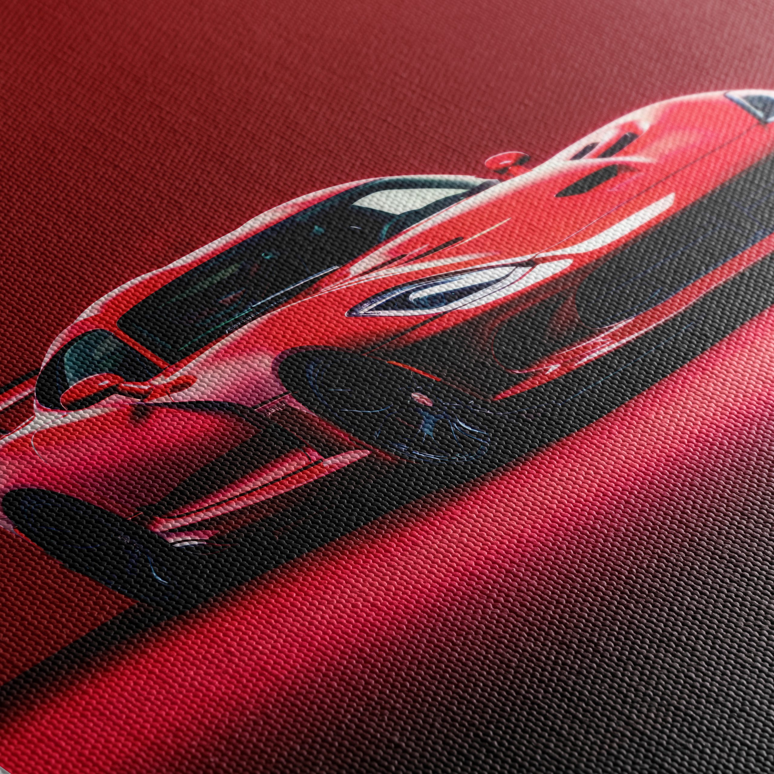 Vibrant Red Classic Sports Car Art - Image 5