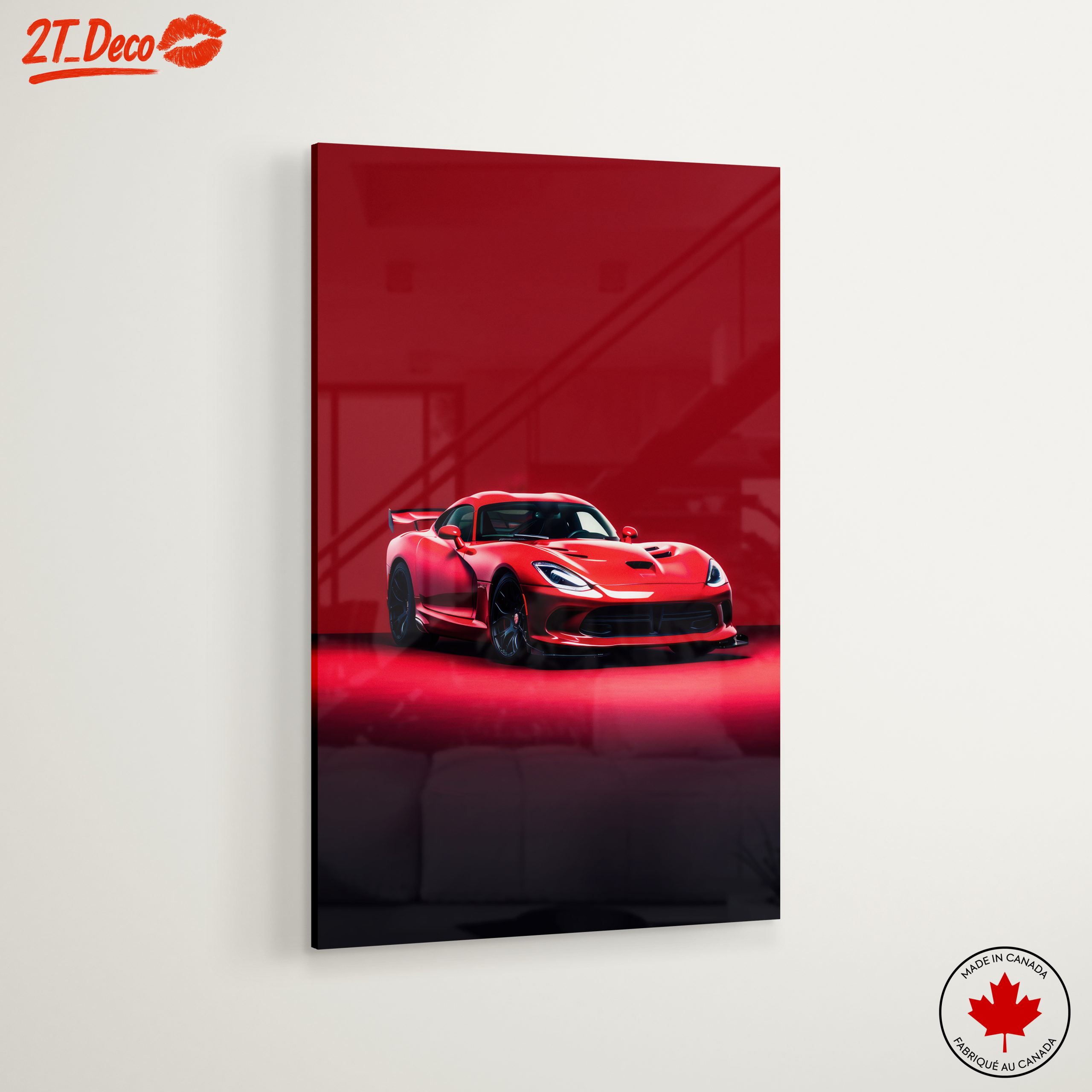 Vibrant Red Classic Sports Car Art - Image 6