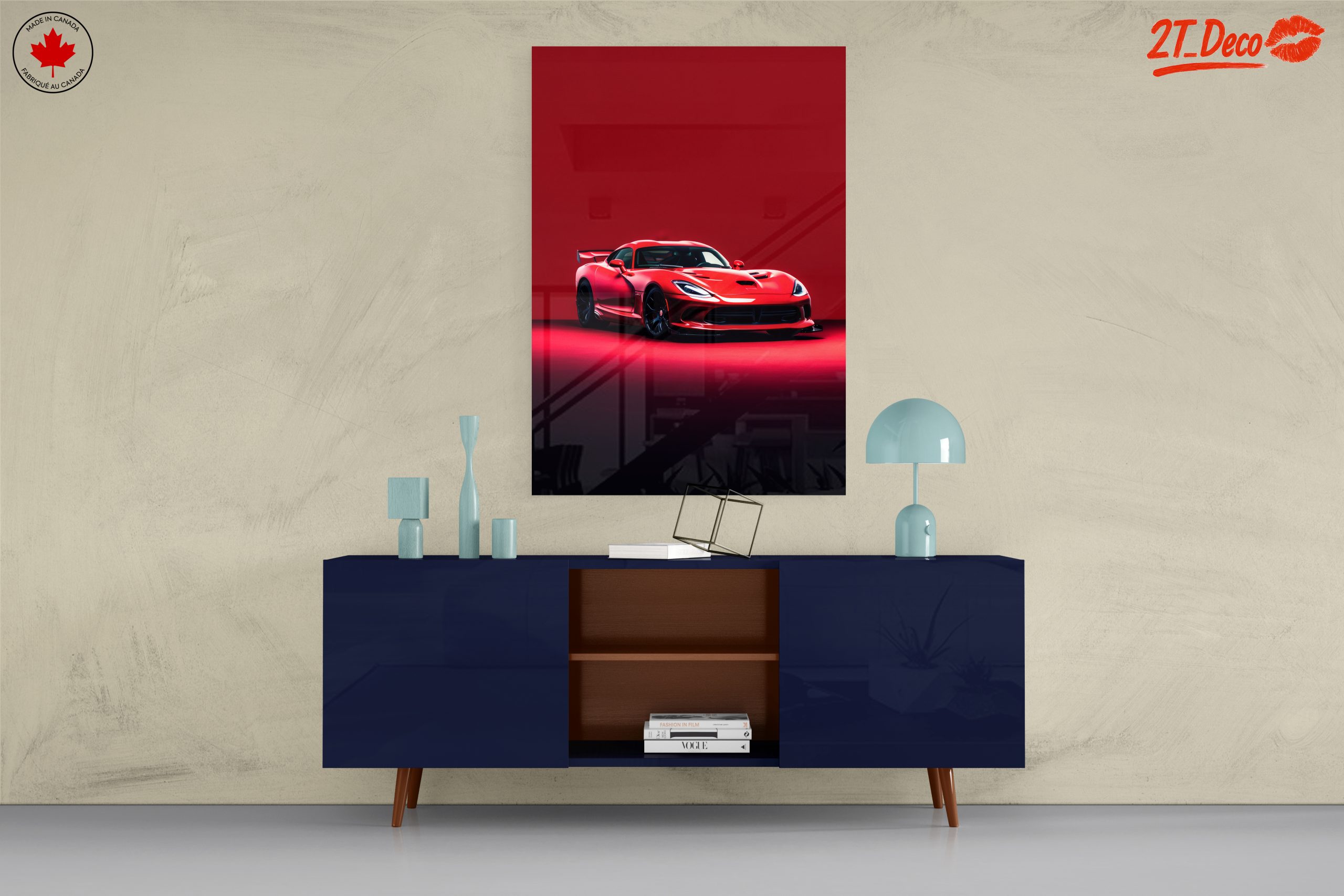Vibrant Red Classic Sports Car Art - Image 8