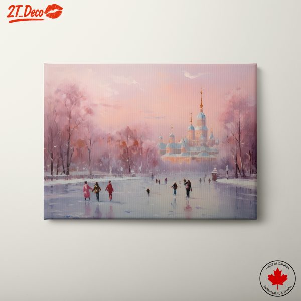 Winter Abstract Landscape with Skaters