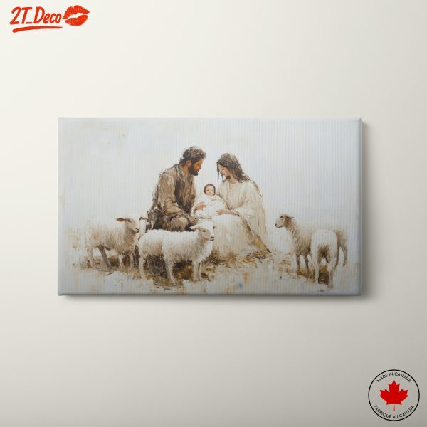 Serene Family Scene with Sheep