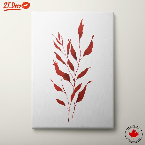 Stylized Red Botanical Leaf Art