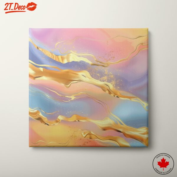 Elegant Gold Abstract Artwork in Pastel Colors
