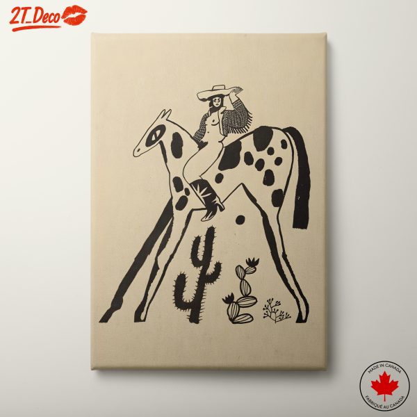Stylized Cowgirl Riding a Horse in Maximalist Art