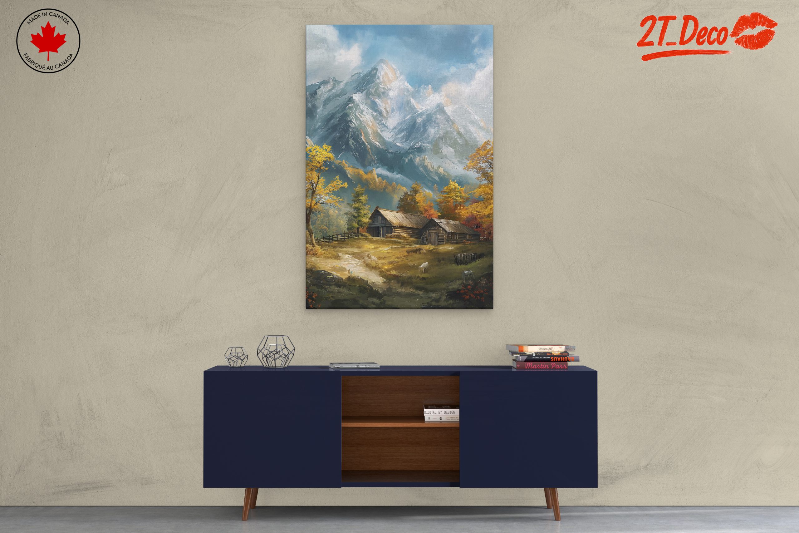 Tranquil Mountain Landscape with Cabin - Image 3