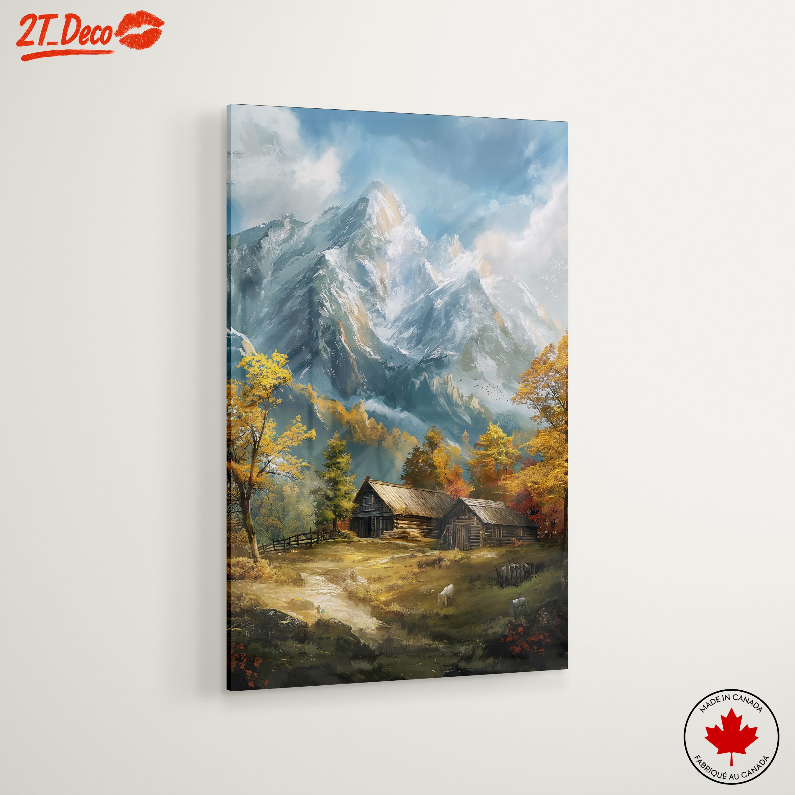 Tranquil Mountain Landscape with Cabin - Image 6