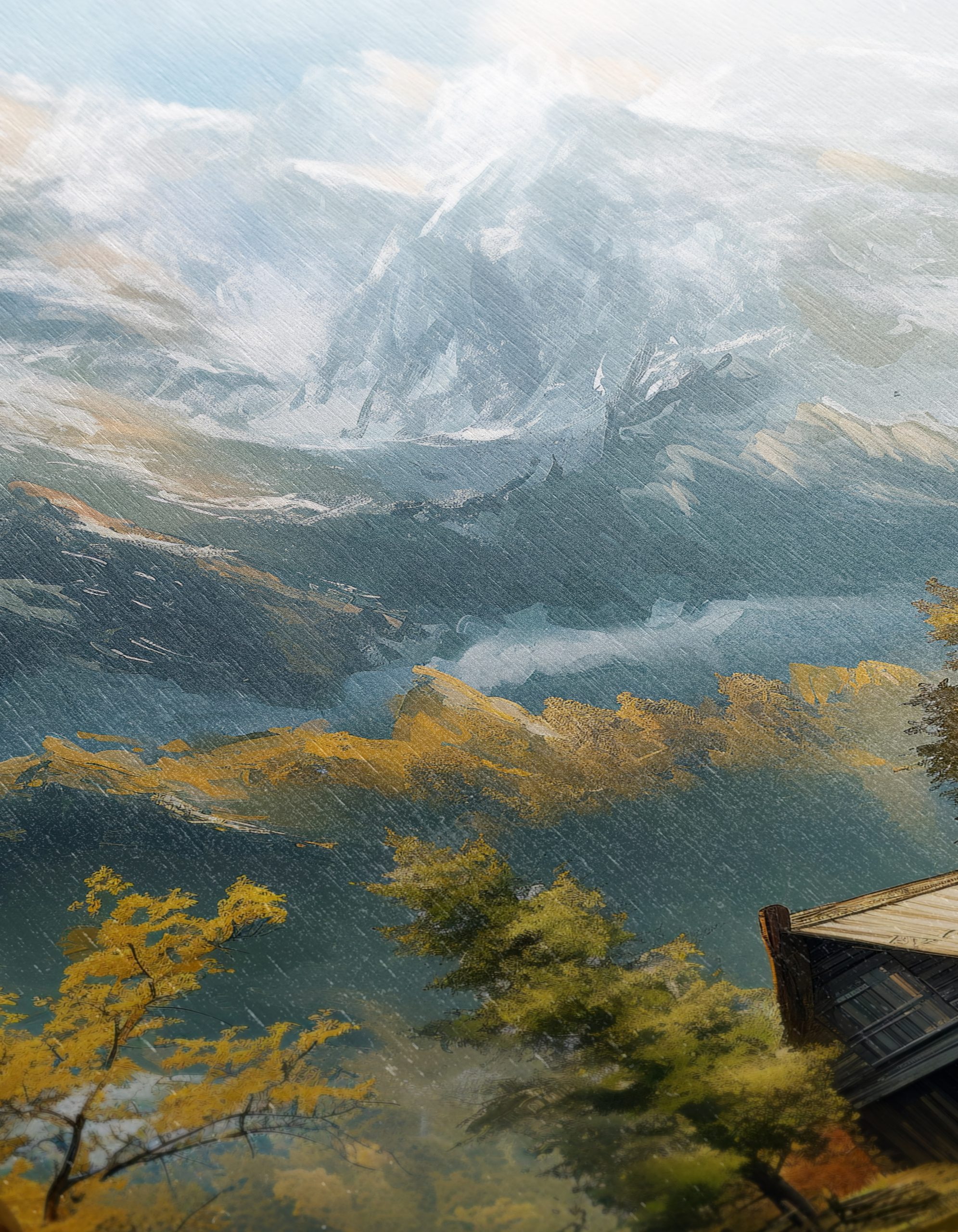 Tranquil Mountain Landscape with Cabin - Image 12