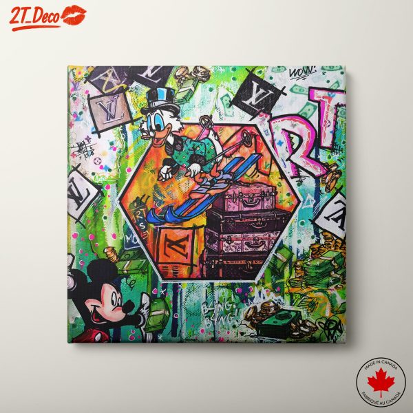 Vivid Pop Culture Illustration Featuring Cartoon Characters