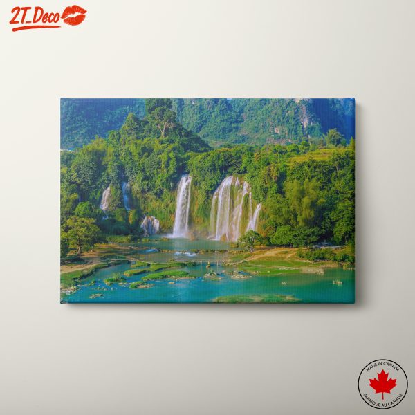 Majestic Waterfall in Lush Green Landscape