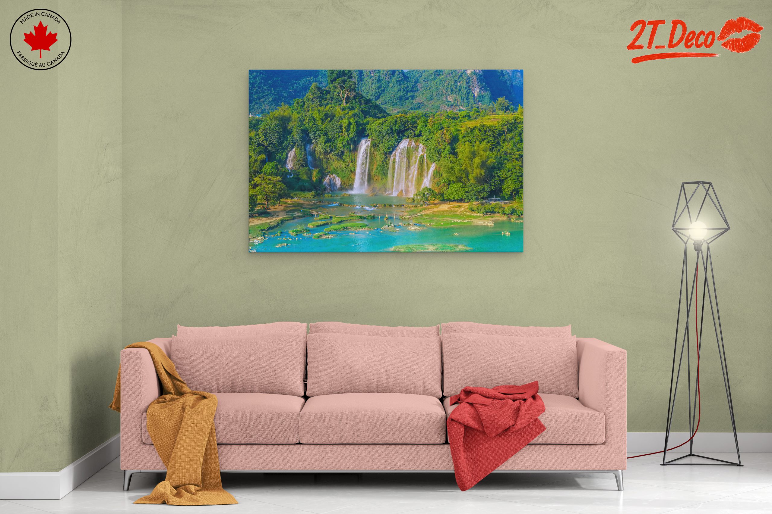 Majestic Waterfall in Lush Green Landscape - Image 2